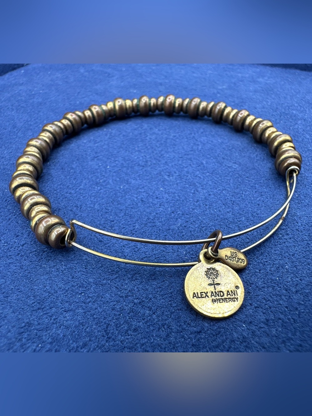Alex and Ani Beaded Expandable Bangle Bracelet Rafaelian Brass